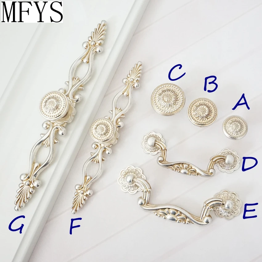 French Shabby Chic Dresser Handle Drawer Knobs Pulls Handles / Antique Silver Kitchen Cabinet Pull Handle Door Knobs Decorative