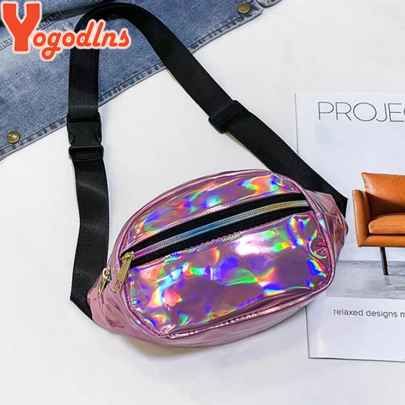 Yogodlns голографическая забавная сумка, лазерная сумка на пояс, Женская поясная сумка, голограмма, кошелек, модная нагрудная сумка