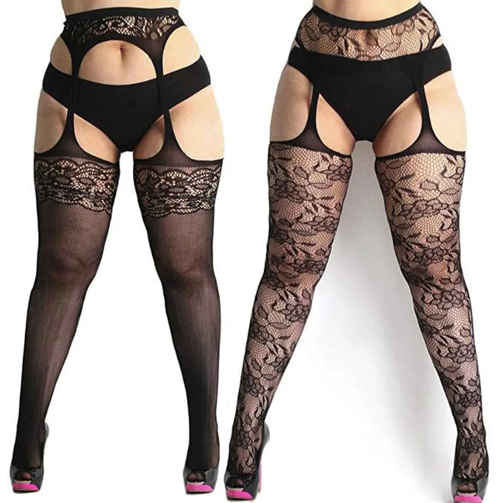

New Sexy Womens fishnet tights Plus Size Women Underwear Erotic Lingerie Lace Suspender Pantyhose Stocking эротическое белье