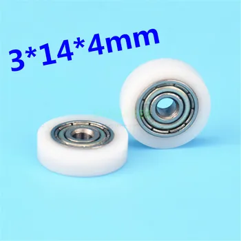

1 pcs 3*14*4mm wrapped plastic bearing pulley 623ZZ inner hole 3mm plane roller plastic wheel POM