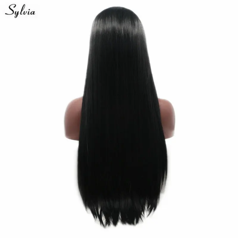 

Sylvia Black Straight Hair Long Lace Front Wig For White Women Glueless With Baby Hair Synthetic Wigs High Temperature Fiber Wig