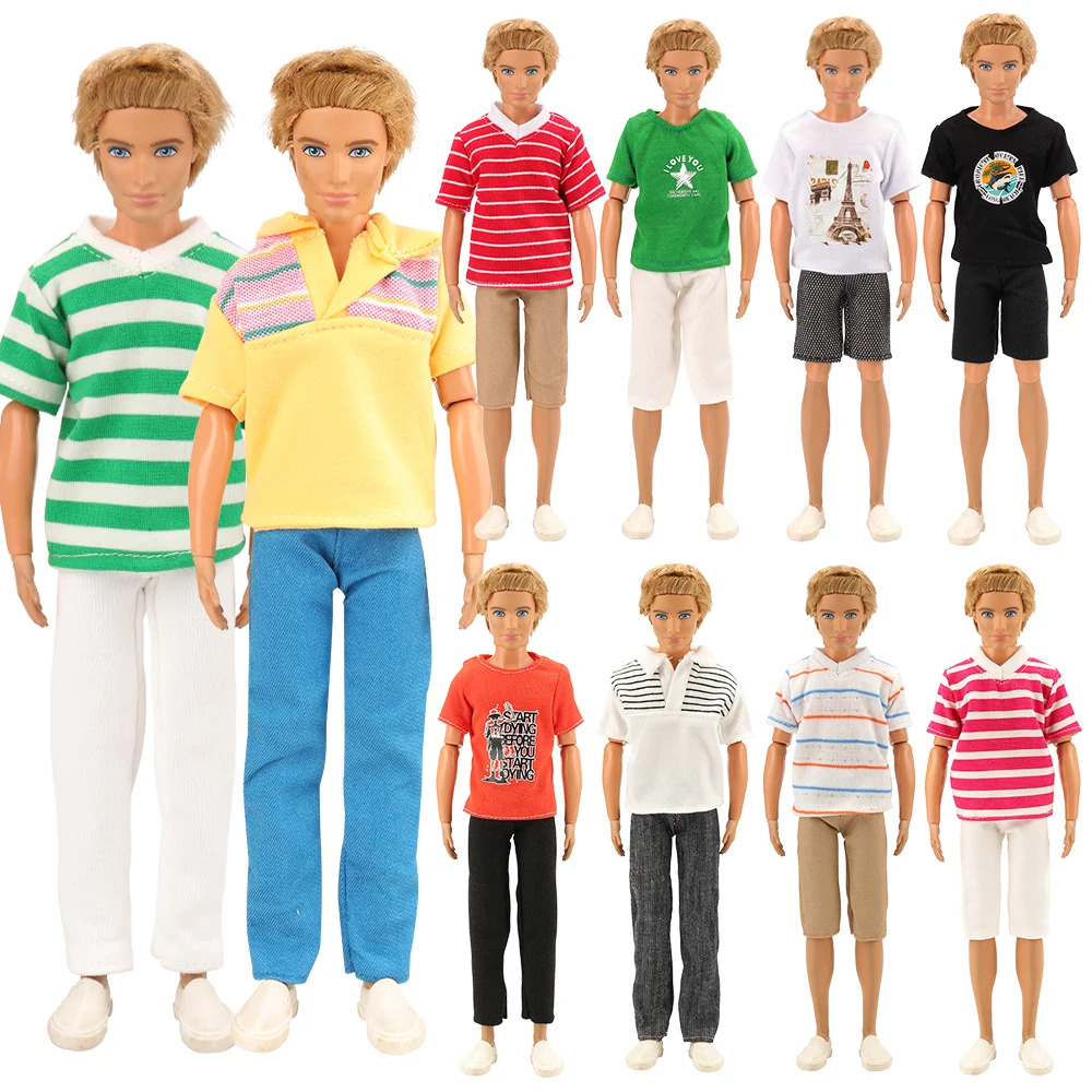 Новые 3 предмета/партия случайный выбор кукла повседневная одежда футболка брюки Летняя одежда Короткие штаны Одежда для Барби Кен Кукла аксессуары