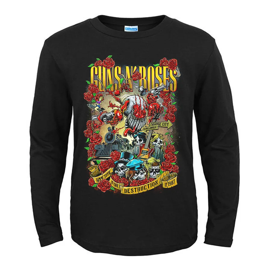 22 дизайна guns N' Roses GNR Rock Band винтажная брендовая мужская и женская рубашка с длинными рукавами череп хэви-метал, Панк футболка для скейтборда