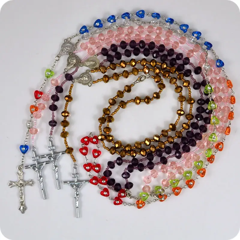 

4 style mixture Rosary Beads INRI Jesus Cross Crucifix Pendant Necklaces Catholic Christian Orthodox Fashion Religious Jewelry