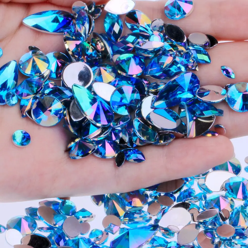 Variety of Shapes and Sizes and Many Colors for 15g a Bag About 300pcs Flat Back Acrylic Rhinestones Face Decorations Face Gems 