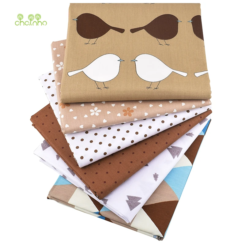 Chainho, 6 шт./лот, коричневый мультфильм серии, печатные твиловая, хлопковая ткань, Лоскутная Ткань, DIY Швейные материал для стеганых изделий для малышей и детей
