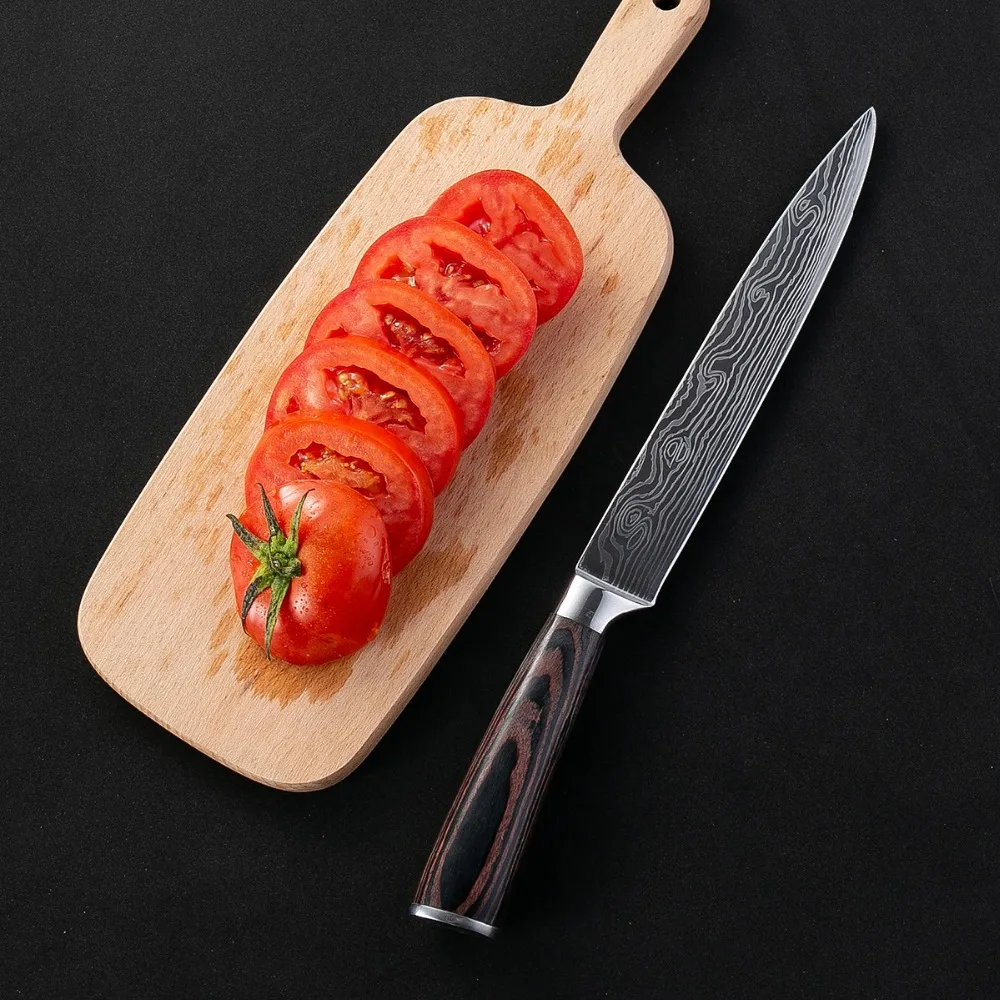 Кухонный нож 7 дюймов профессиональные ножи шеф повара японский дамасский узор