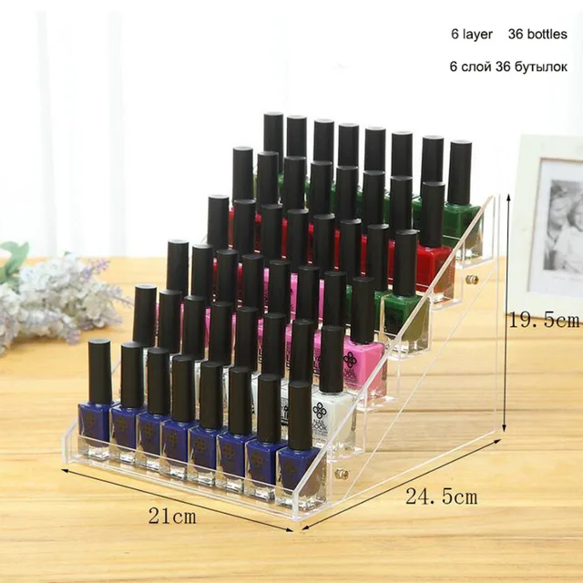 Transparent Nail Polish Display Rack Removable Acrylic Cosmetic Storage