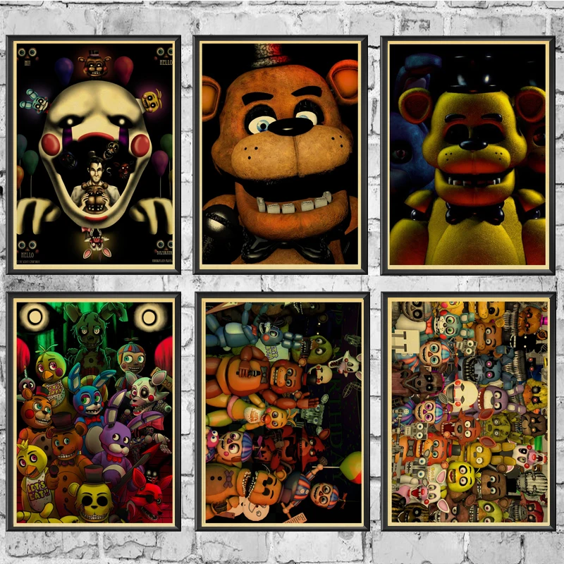 

Five Nights at Freddys Game Retro poster Home decoration Kraft Poster Painting Wall stickers