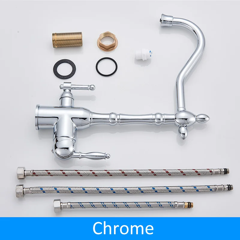 Quyanre Gold Kitchen Faucets Mixer Drinking Water Filtered Kitchen Tap 360 Rotation Mixer Tap Purification Kitchen Crane Tap - Цвет: Chrome