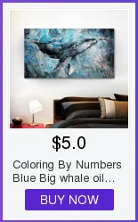 DIY картинки для раскраски по номерам с цветами Кот синий кит картина Рисование картина по номерам в рамке дома