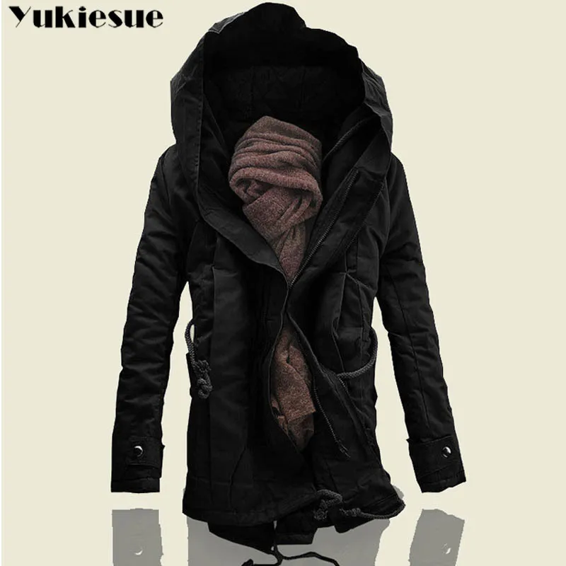 Günstige 2018 neue Männer Gepolsterte Parka Baumwolle Mantel Winter Mit Kapuze Jacke Mens Fashion große größe Mantel Dicke Warme Parkas Schwarz armee grün 6XL