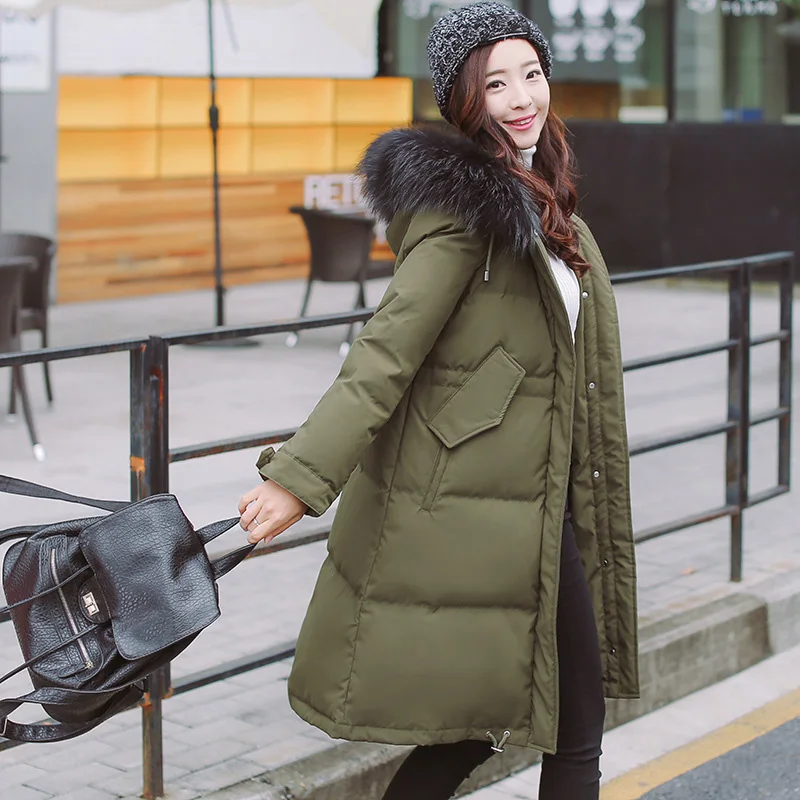 Femmes army Parka Duvet Black Vestes Blanc Ok1281 2019 Nouvelle grey Laveur Raton Le Blue Réel Hiver Vers Bas Décontracté De Chaud Fourrure Col Épais navy Green caramel Survêtement Capot Color Canard Manteaux 6POwFq6