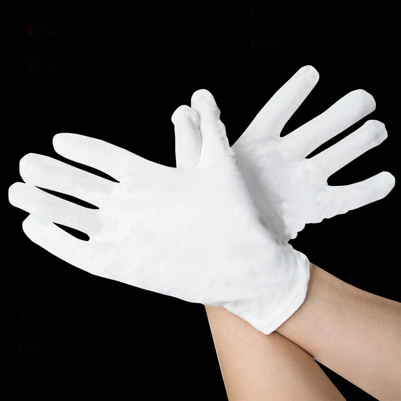 

24 PCS/Lot Safety Gloves 100% Cotton Work Ceremonial Gloves Male Female Serving Waiters Drivers Jewelry Gloves GST003