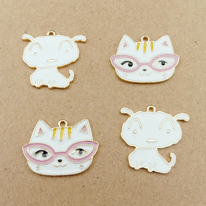 

10pcs 15x28mm enamel dog charm cat animal for jewelry making fashion earring pendant fashion charms
