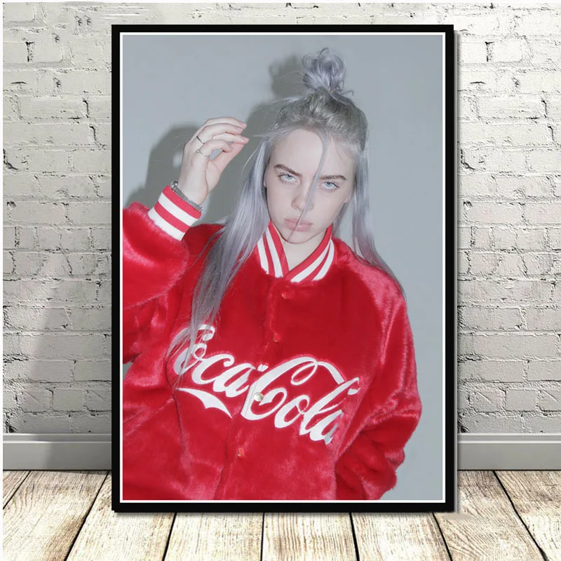 Постер и принты Горячая Billie Eilish музыкальная певица поп-звезда рэп настенная живопись холст настенные картины для гостиной домашний декор - Цвет: Красный