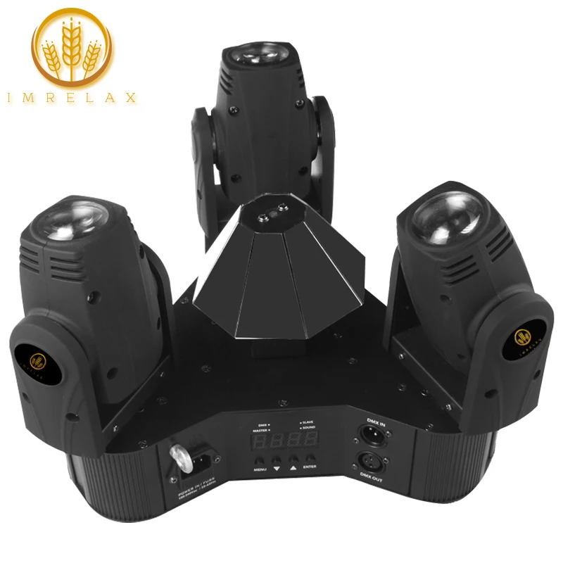 IMRELAX New 3 Heads Moving Head Light Individual Control 3*10W RGBW 4in1 LEDs Triangle DMX DJ Stage Disco Light