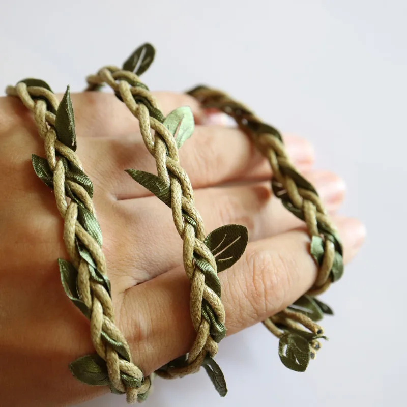 

1yard leaf green cord braided trimmings for clothing hat DIY sewing trim for dresses wedding party decoration