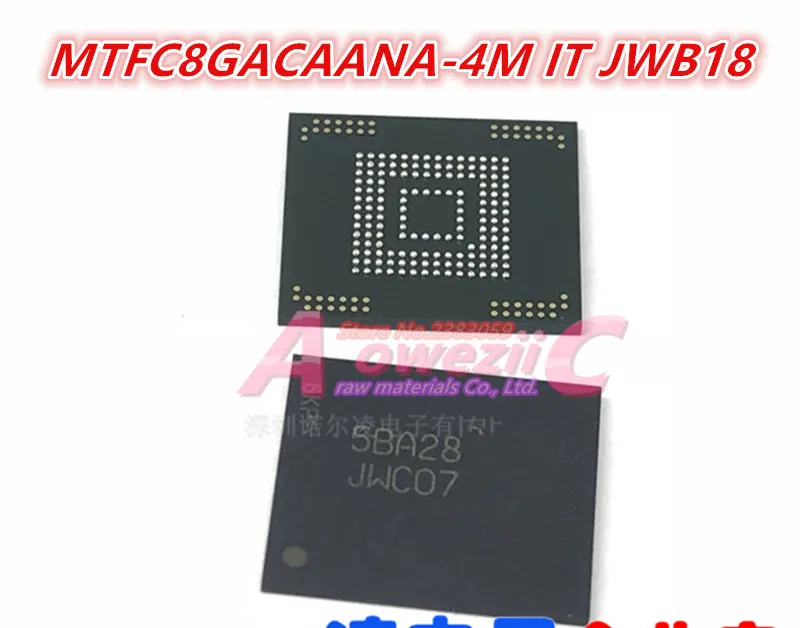Aoweziic 100% Новый оригинальный MTFC8GACAECN-1M WT JWC07 MTFC8GACAECN MTFC8GACAANA-4M IT JWB18 MTFC8GACAANA BGA чип памяти