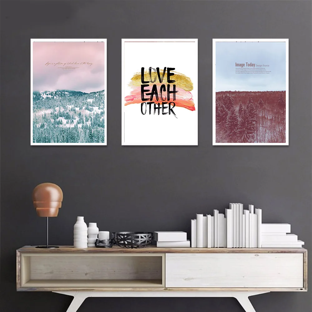 Pink Sky Motivational Landscape Poster Canvas Painting Wall Art Pictures For Living Room Decoration Unframed | Дом и сад