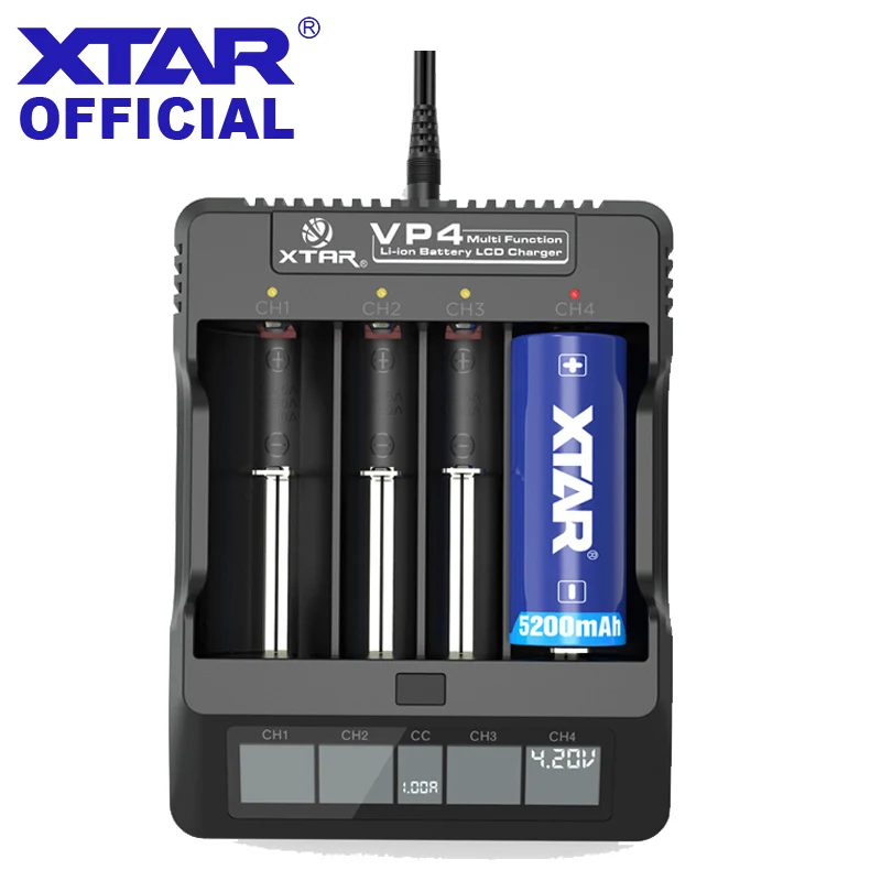 

XTAR VP4 Smart Intelligent High Precision Real Time Display 4 slots Charger for Li-ion Battery 14500 18650 26650 Battery CHARGER
