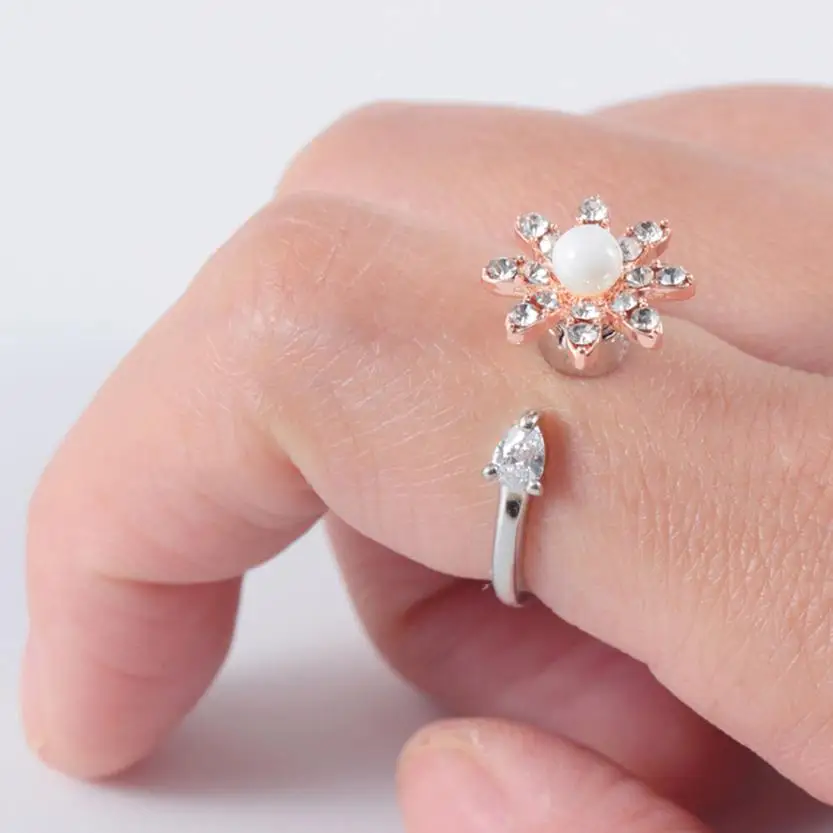 Rotating Ring Zircon flower Ring Jewelry wedding rings for women best