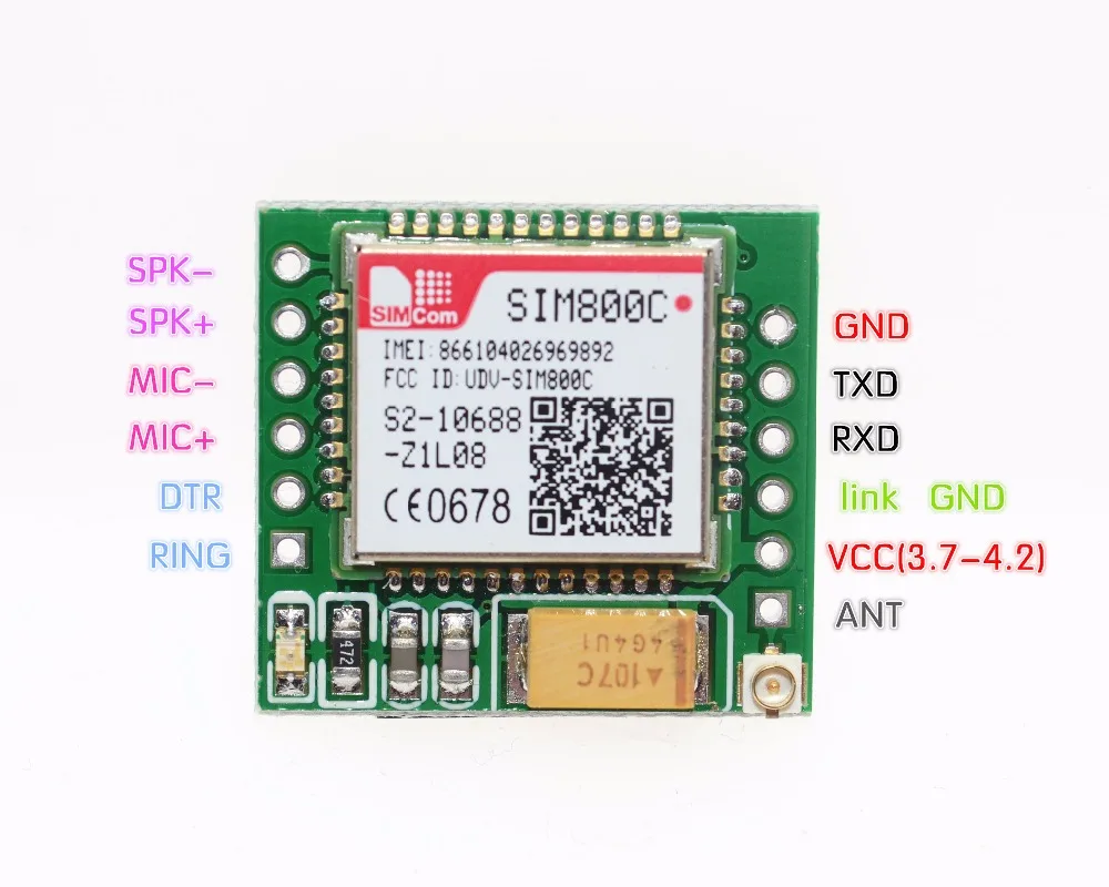 Маленький модуль SIM800C GPRS GSM карта MicroSIM Core Board Quad-band ttl последовательный порт(совместимый SIM800L SIM900A