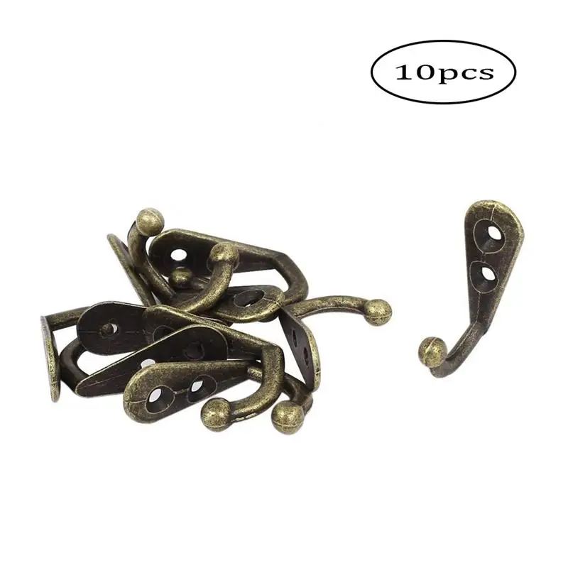 

10 Pcs Vintage Cast Alloy Wall Mount Holder Hook Coat Hat Rack Door Hanger Bronze (32*20*12MM)