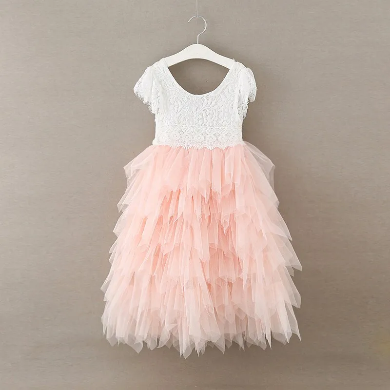 Розничная, кружевные платья для девочек, кружевное праздничное платье принцессы для девочек, платье-пачка, Детские платья для девочек, FC288