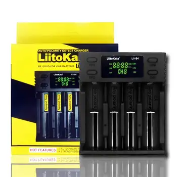 

LiitoKala LII-S4 LCD Battery Charger 3.7V 4-slots MCU Smart Display NiMH/NiCd 18650 18350 18500 16340 21700 20700 14500 26650