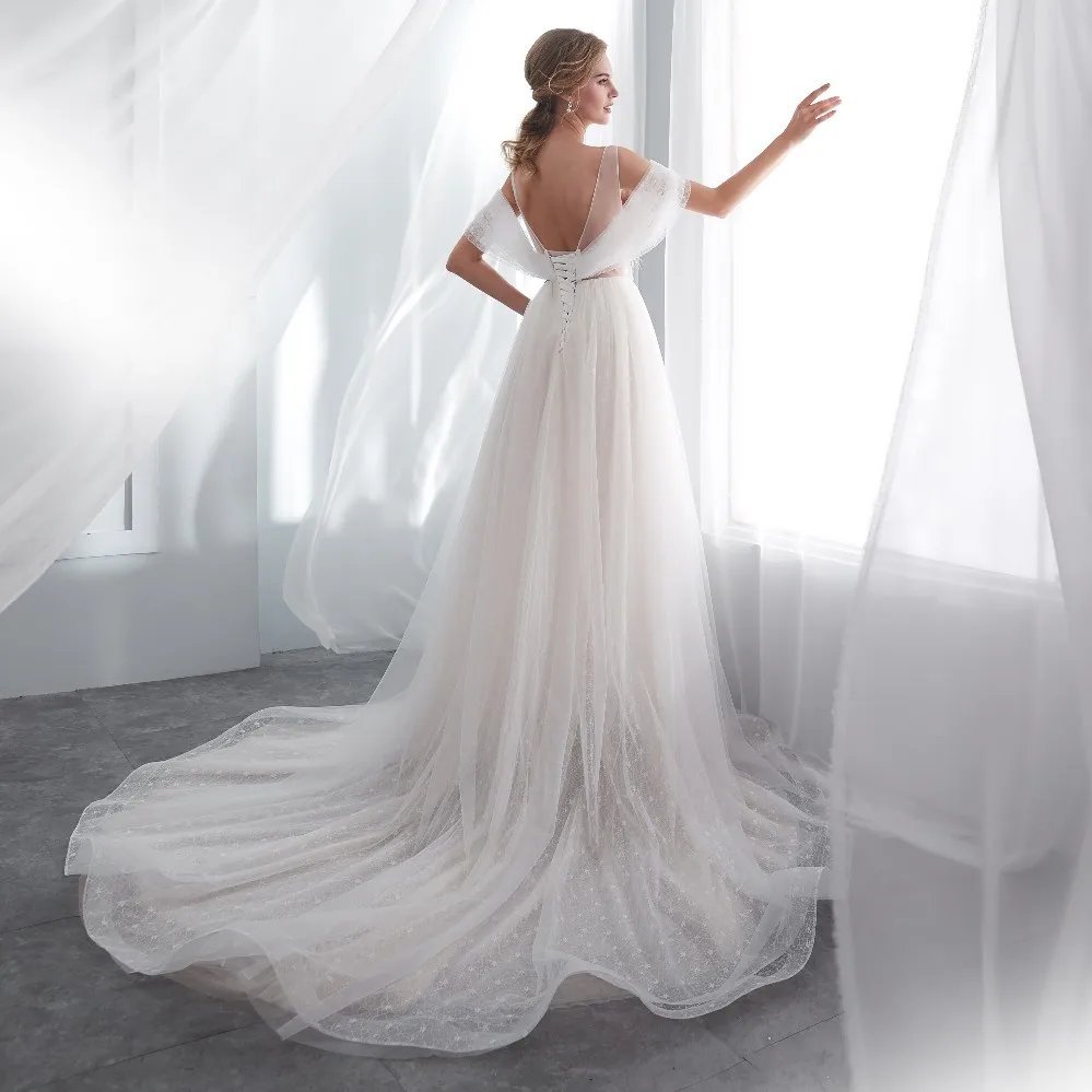 Vivian's Bridal 2018 летнее романтичное свадебное платье с открытой спиной и открытыми