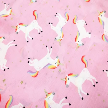 

Charming Pink Bottom Cartoon Unicorn Printed Cotton Fabric Handmade Quilting Patchwork Sewing Material Diy Girl Dress/ Clothing