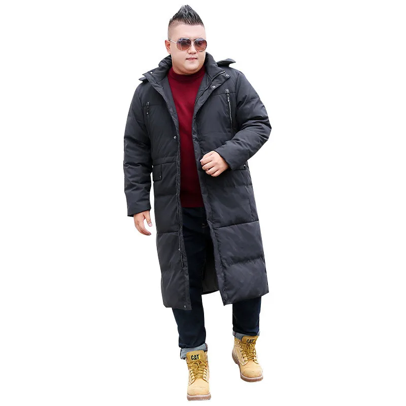 Мужская зимняя куртка модная с капюшоном Теплая Повседневная куртка мужская длинная над коленом оверсайз XL-8XL 9XL 10XL черный/серый пиджак - Цвет: Black