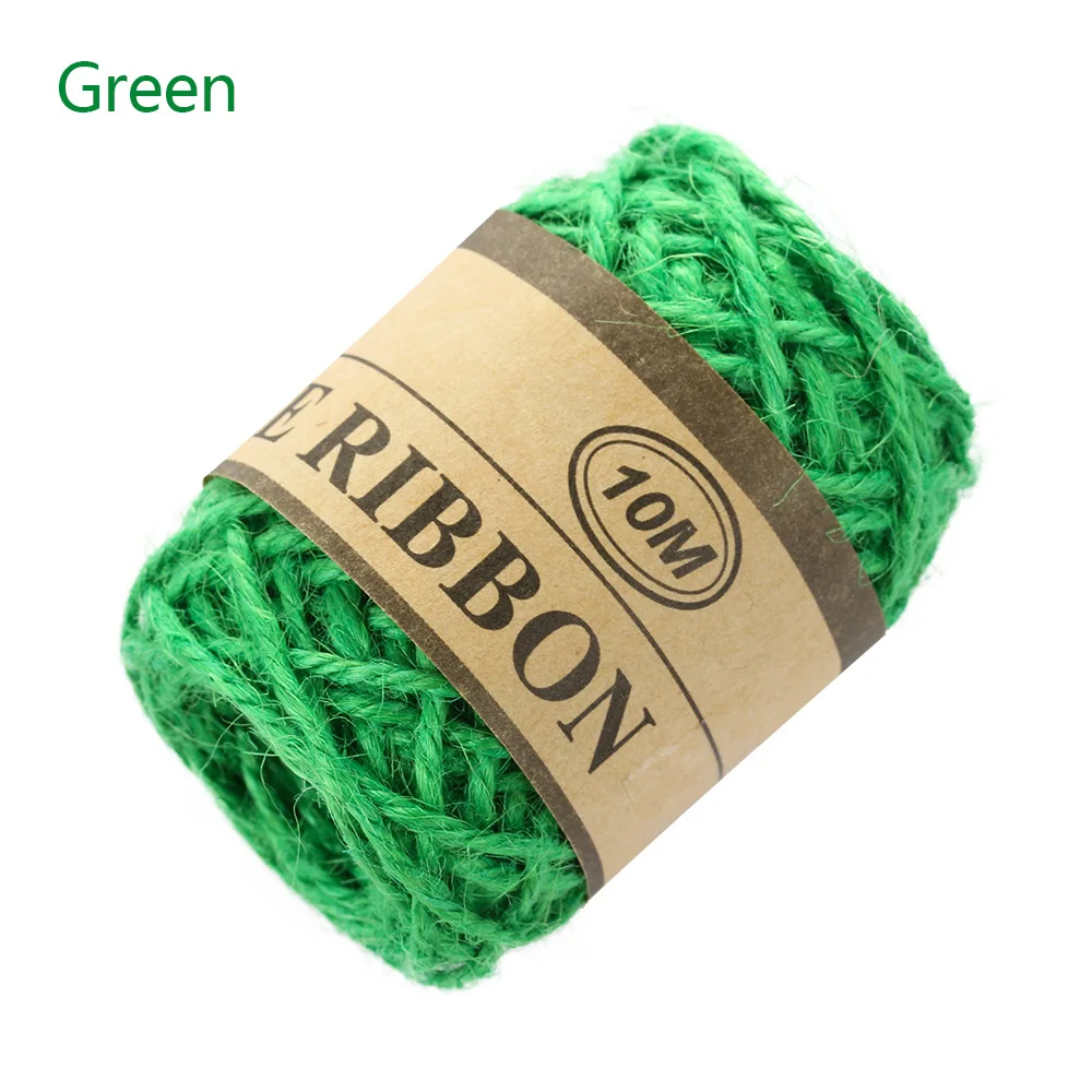 10m Natural Jute Twine DIY Rope Cord Hemp Ropes String 1mm Rustic Packing String Wedding Decal Home Textile Garment Decoration - Цвет: Зеленый