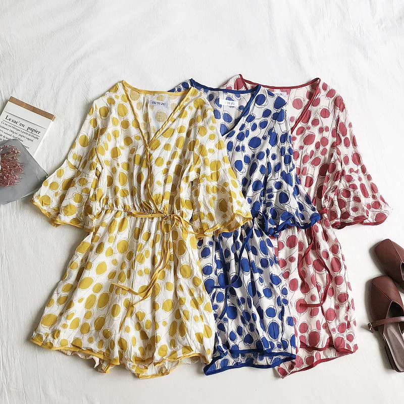 

Summer Strapless V-neck Chiffon Jumpsuits Women Wide Leg Playsuits Femme Bodysuit Ruffles Beach Shorts Set Rompers 2019