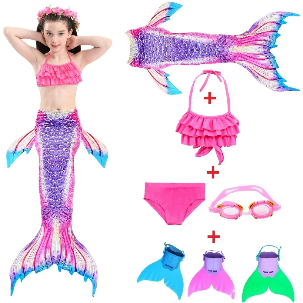 

2018 Hot Mermaid Costume for Girl Kids Children Bikini Swimming Mermaid Tail swimsuit with Monofin Cosplay Costume for Kid