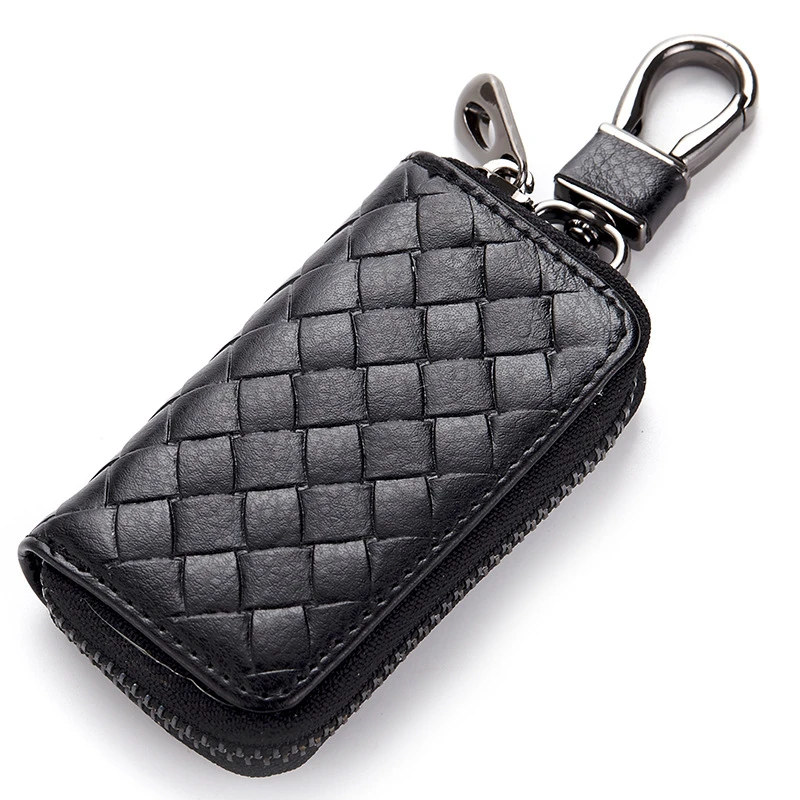 CONTACT'S Men Genuine Leather Car Key Case Coin Purse Zipper Wallet Card Holder