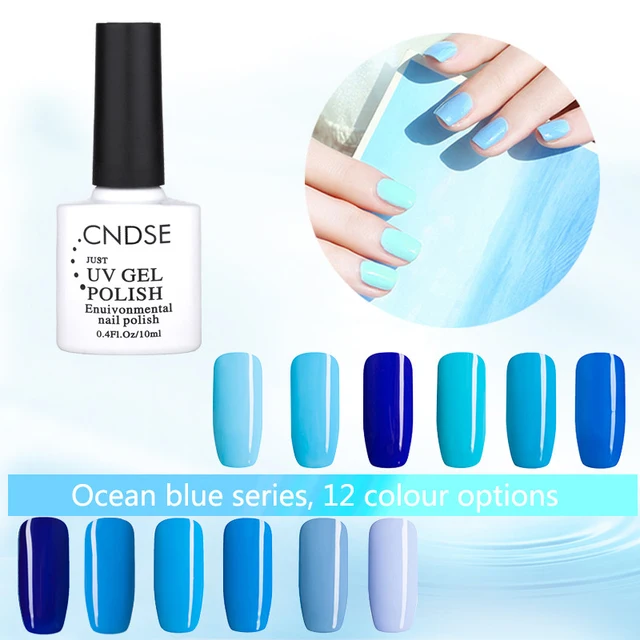 12 Color Blue Ocean Series Uv Gel Nail Polish Long Lasting Soak Off