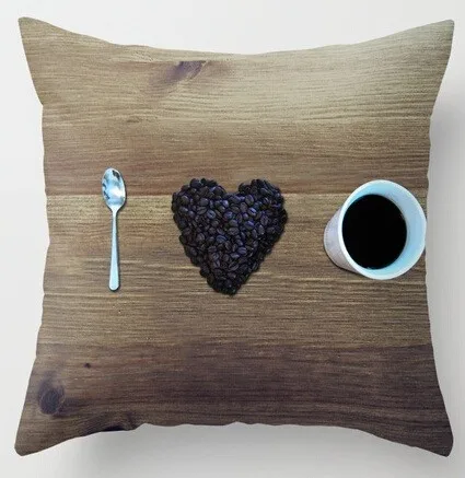 

Personalized Throw Pillowcase I Love Coffee Vintage Wood Style Luxury Printing Square Zippered Pillow Sham Pillowcase Design