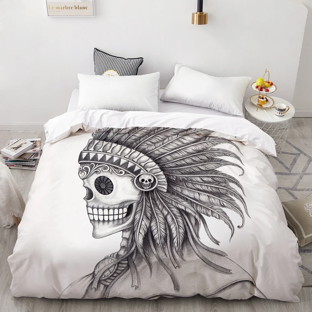 pencil draw 05 3D Duvet Cover 200x200/220x240,Comforter/Quilt/Blanket case Queen/King/Custom,Bedding Cross demon Skull,drop ship - Цвет: pencil draw 05