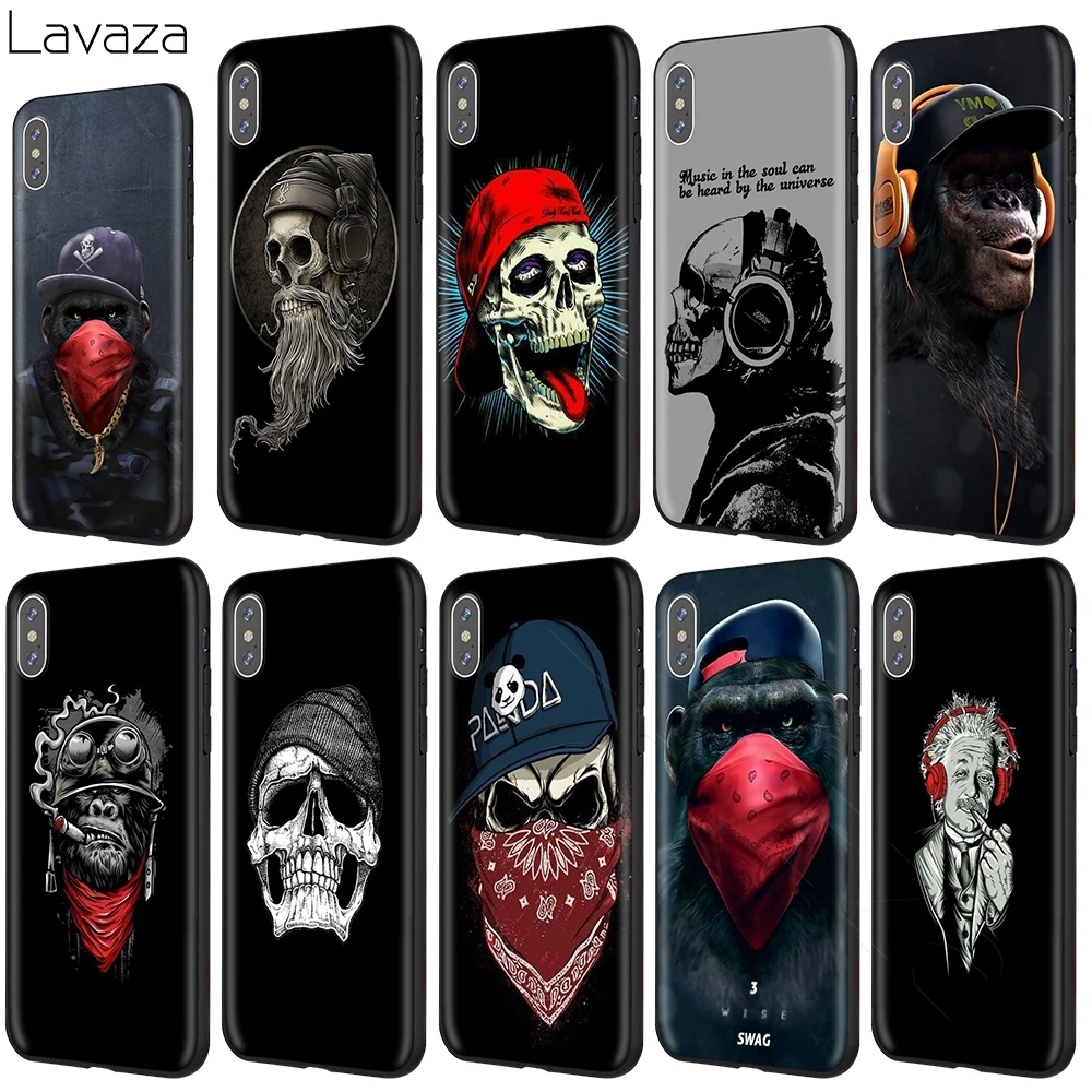 Чехол Lavaza Swag Гангстер обезьяна череп бандана для iPhone 11 Pro XS Max XR X 8 7 6 6S Plus 5 5S se