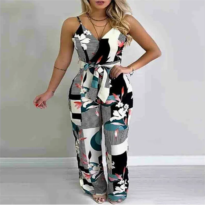 

Women Boho Strap Sleeveless Flower Casual Loose V-neck Clubwear Playsuit Bodycon Summer Party Jumpsuit Romper