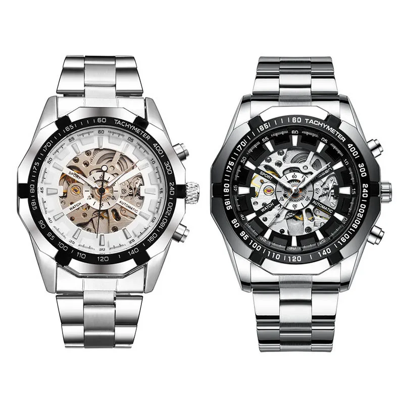 

High-end Fashion Hollow Watches Men Steel Strap Watch Hollow Watch Automatic Movement Mechanical Watch