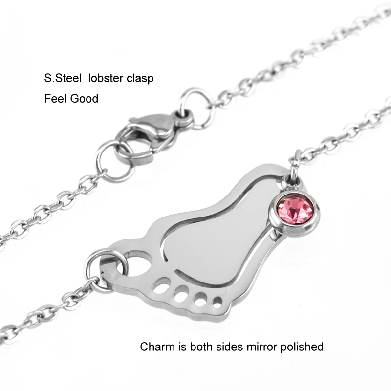 Risul Foot anklets birth/luckyStone 12pcs/lot mixed Stainless steel both sides mirror polished Rolo anklet chain (Jan-Dec. 1pc) - Image 3