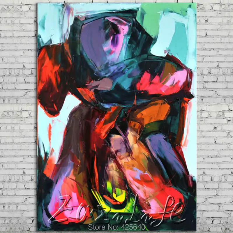 Palette knife painting portrait Face Oil Impasto figure on canvas Hand painted Francoise Nielly 13 | Дом и сад
