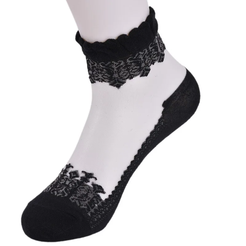 Nibesser/2019 сексуальные кружевные носки Omen Кружевные Гофрированные носки женские прозрачные дышащие быстросохнущие женские носки Прямая