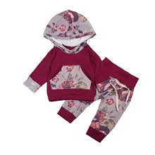 GRNSHTS/комплект со штанами для маленьких девочек, топ с капюшоном с длинными рукавами и цветочным принтом+ штаны с цветочным принтом детские брюки комплекты из 2 предметов