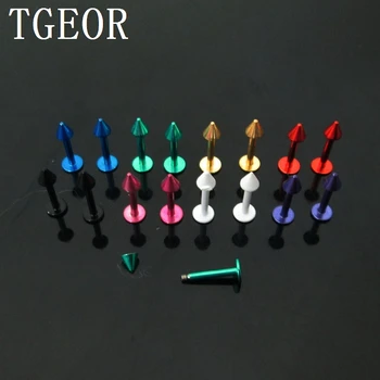 

Hot new arrive wholesale 1.2*8*3mm spike cone labret piercing surgical Stainless Steel labret lip ring