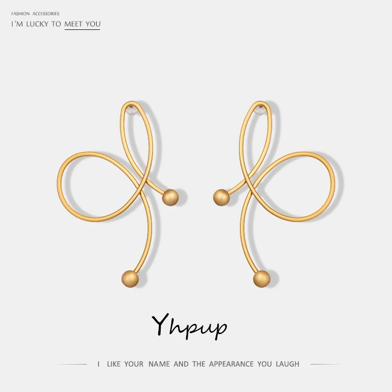 

Yhpup Charms Exaggerated Big Bow-Knot Metal Stud Earrings Romantic Sweet Statement Office Earrings Fashion Jewelry Party Gifts
