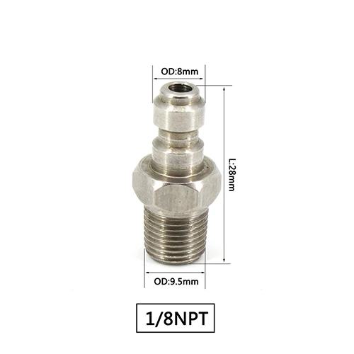 PCP Airforce Пейнтбол пневматический быстроразъемный Соединитель 8 мм 1/8 BSPP 1/8NPT M10x1 штекер соединительные части труб из нержавеющей стали 3 шт./партия - Цвет: NPT plug x3